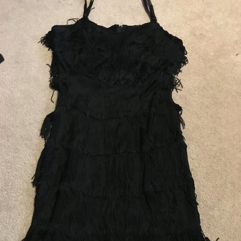 Cheryl Creations Black Fringe Dress (medium) 3/$30